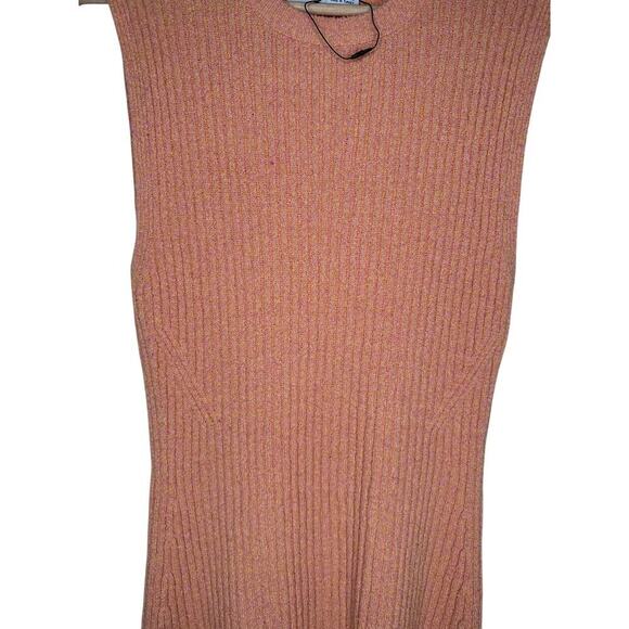ZARA Orange Ribbed Sleeveless Knit Mini Dress Size L - Picture 6 of 9